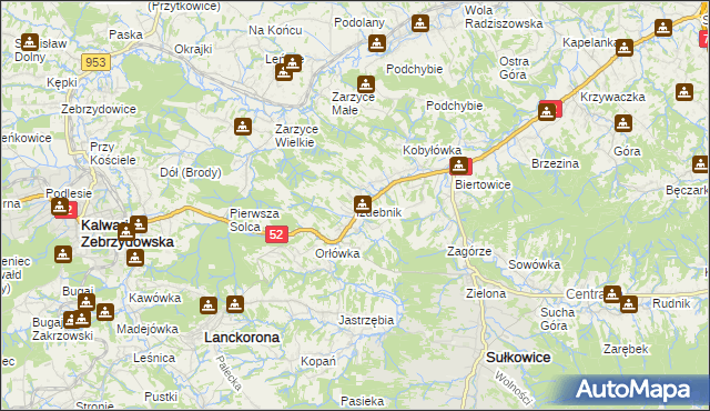 mapa Izdebnik gmina Lanckorona, Izdebnik gmina Lanckorona na mapie Targeo