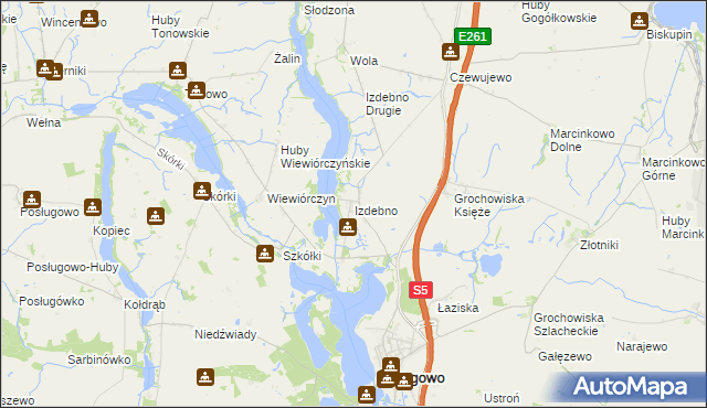 mapa Izdebno gmina Rogowo, Izdebno gmina Rogowo na mapie Targeo