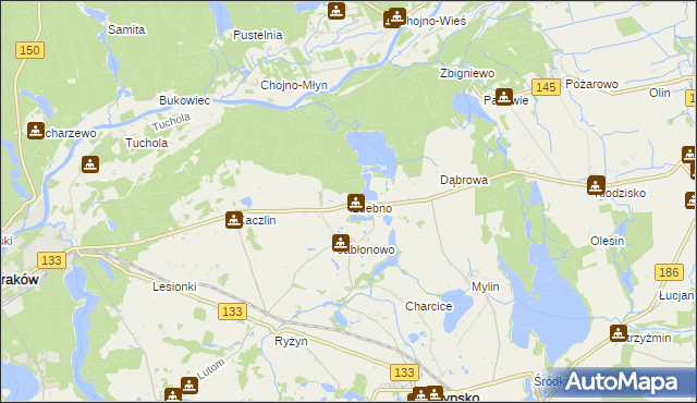 mapa Izdebno gmina Sieraków, Izdebno gmina Sieraków na mapie Targeo
