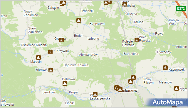 mapa Izdebno-Kolonia gmina Łaskarzew, Izdebno-Kolonia gmina Łaskarzew na mapie Targeo