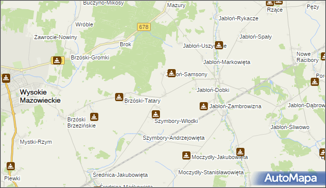 mapa Jabłoń-Kikolskie, Jabłoń-Kikolskie na mapie Targeo