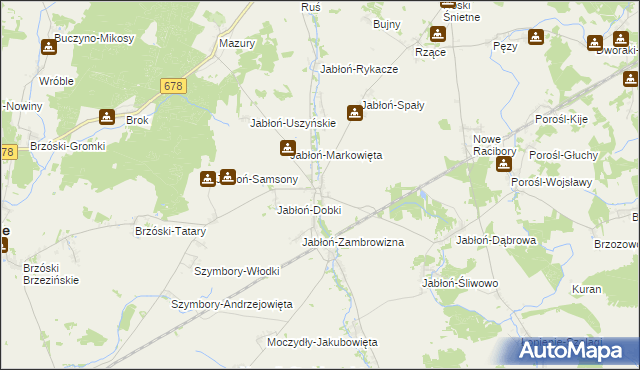 mapa Jabłoń Kościelna, Jabłoń Kościelna na mapie Targeo