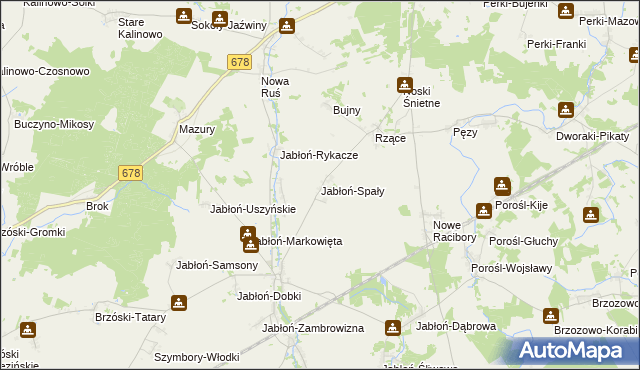 mapa Jabłoń-Spały, Jabłoń-Spały na mapie Targeo