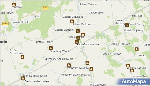 mapa Jabłoń-Zambrowizna, Jabłoń-Zambrowizna na mapie Targeo