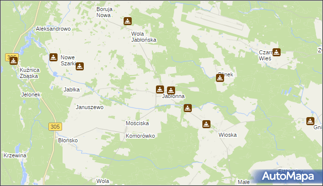 mapa Jabłonna gmina Rakoniewice, Jabłonna gmina Rakoniewice na mapie Targeo