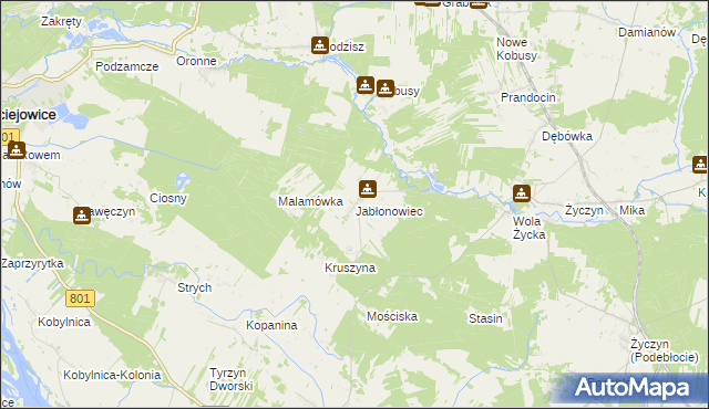 mapa Jabłonowiec gmina Trojanów, Jabłonowiec gmina Trojanów na mapie Targeo