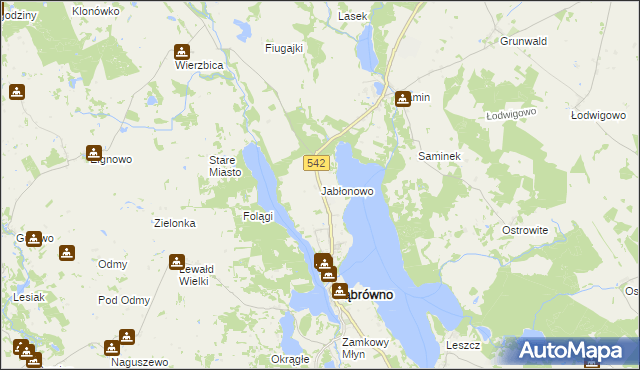 mapa Jabłonowo gmina Dąbrówno, Jabłonowo gmina Dąbrówno na mapie Targeo