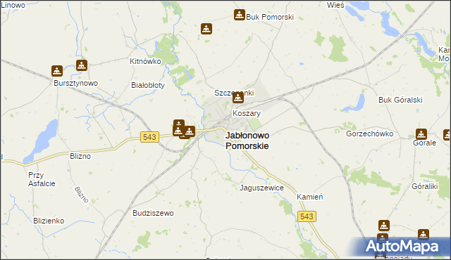 mapa Jabłonowo Pomorskie, Jabłonowo Pomorskie na mapie Targeo