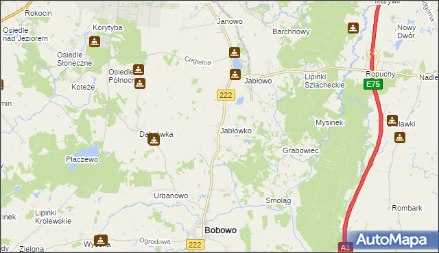 mapa Jabłówko gmina Bobowo, Jabłówko gmina Bobowo na mapie Targeo