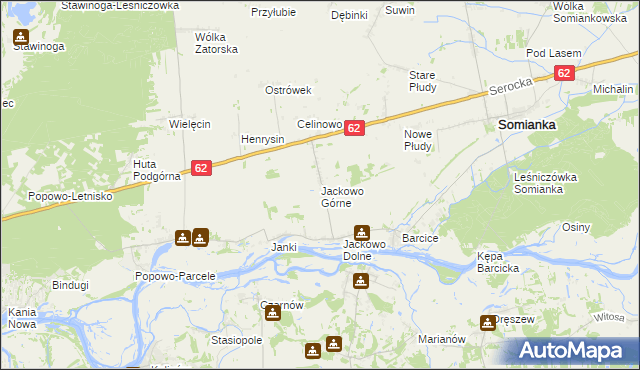 mapa Jackowo Górne, Jackowo Górne na mapie Targeo