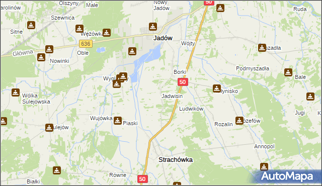 mapa Jadwisin gmina Strachówka, Jadwisin gmina Strachówka na mapie Targeo