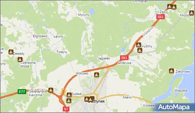 mapa Jagiełek, Jagiełek na mapie Targeo