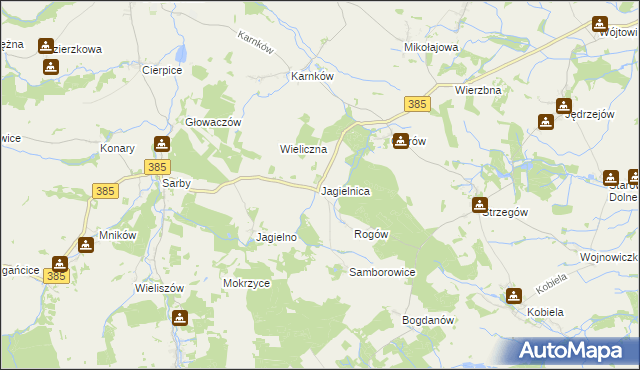 mapa Jagielnica, Jagielnica na mapie Targeo