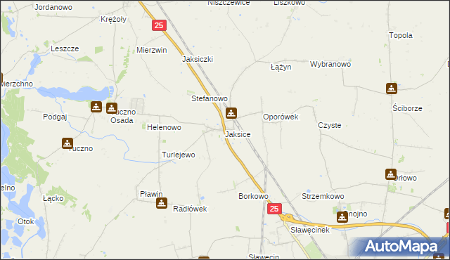 mapa Jaksice gmina Inowrocław, Jaksice gmina Inowrocław na mapie Targeo