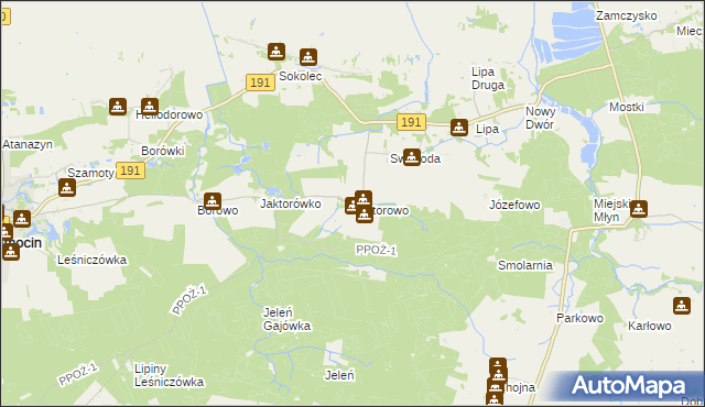 mapa Jaktorowo, Jaktorowo na mapie Targeo