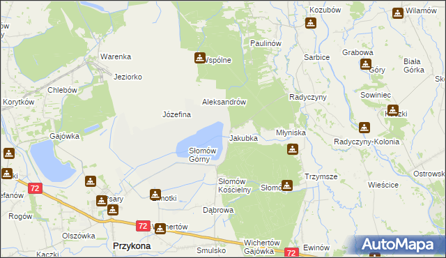 mapa Jakubka, Jakubka na mapie Targeo