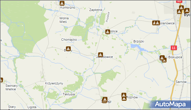 mapa Jakubowice gmina Byczyna, Jakubowice gmina Byczyna na mapie Targeo