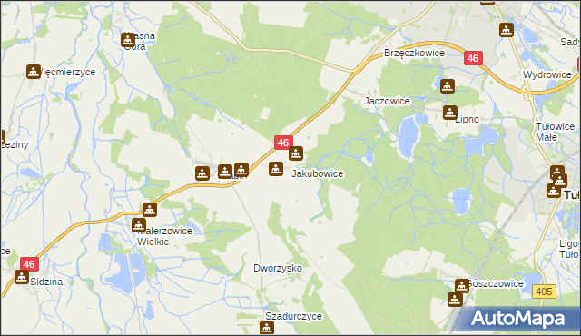 mapa Jakubowice gmina Niemodlin, Jakubowice gmina Niemodlin na mapie Targeo