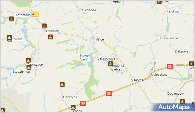 mapa Jakubowice gmina Pawłowiczki, Jakubowice gmina Pawłowiczki na mapie Targeo