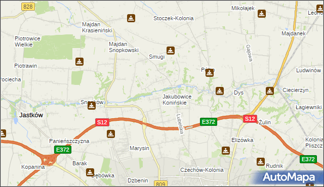 mapa Jakubowice Konińskie, Jakubowice Konińskie na mapie Targeo