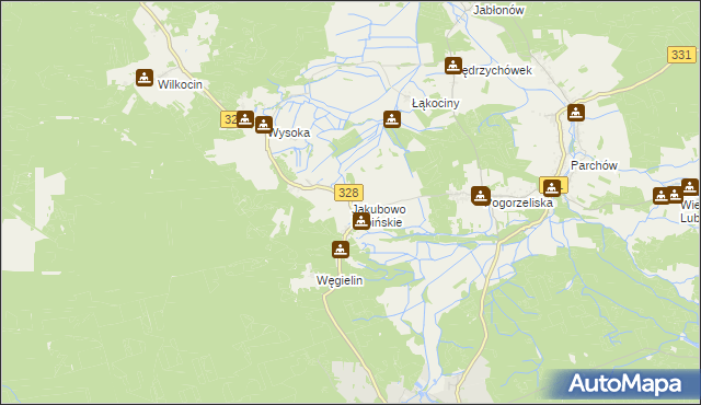 mapa Jakubowo Lubińskie, Jakubowo Lubińskie na mapie Targeo