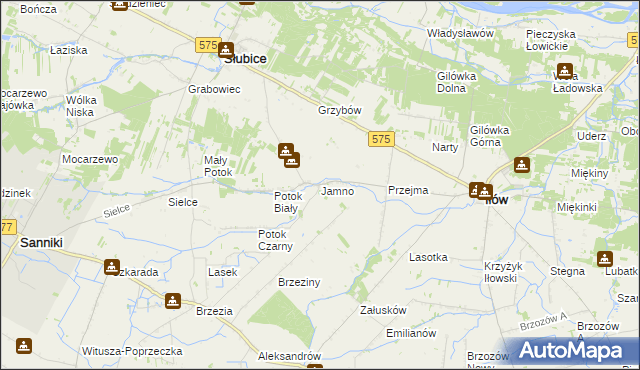 mapa Jamno gmina Słubice, Jamno gmina Słubice na mapie Targeo