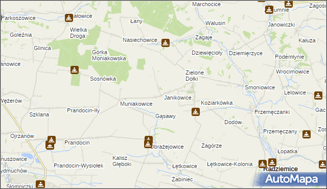 mapa Janikowice gmina Słomniki, Janikowice gmina Słomniki na mapie Targeo