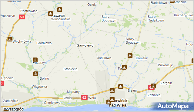 mapa Janikowo gmina Czerwińsk nad Wisłą, Janikowo gmina Czerwińsk nad Wisłą na mapie Targeo