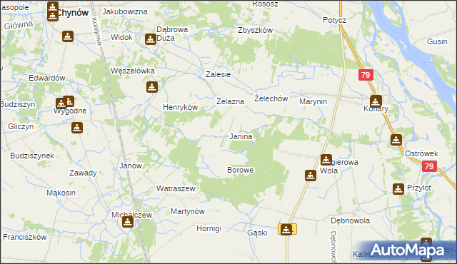 mapa Janina gmina Chynów, Janina gmina Chynów na mapie Targeo