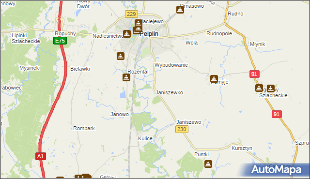 mapa Janiszewko, Janiszewko na mapie Targeo