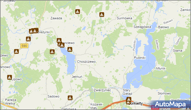 mapa Janiszewo gmina Sorkwity, Janiszewo gmina Sorkwity na mapie Targeo