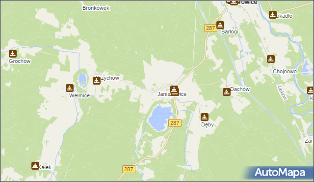 mapa Janiszowice gmina Bobrowice, Janiszowice gmina Bobrowice na mapie Targeo