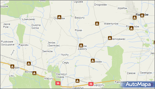 mapa Janków Zaleśny, Janków Zaleśny na mapie Targeo