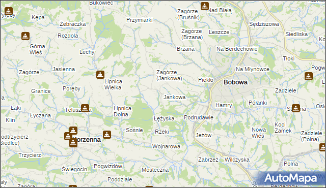 mapa Jankowa gmina Bobowa, Jankowa gmina Bobowa na mapie Targeo