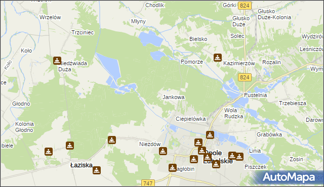 mapa Jankowa gmina Opole Lubelskie, Jankowa gmina Opole Lubelskie na mapie Targeo