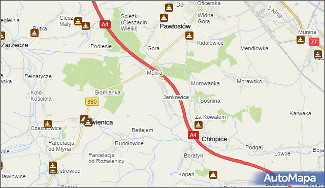 mapa Jankowice gmina Chłopice, Jankowice gmina Chłopice na mapie Targeo