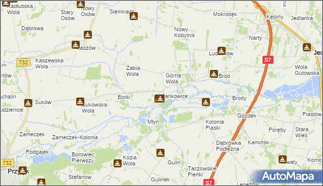 mapa Jankowice gmina Jedlińsk, Jankowice gmina Jedlińsk na mapie Targeo