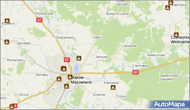 mapa Jankowo gmina Czerwonka, Jankowo gmina Czerwonka na mapie Targeo