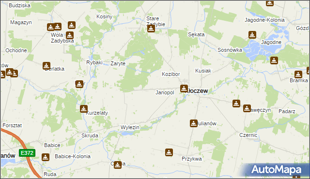 mapa Janopol gmina Kłoczew, Janopol gmina Kłoczew na mapie Targeo