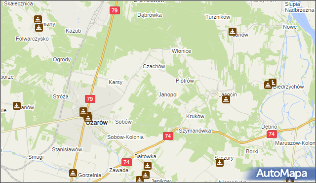 mapa Janopol gmina Ożarów, Janopol gmina Ożarów na mapie Targeo