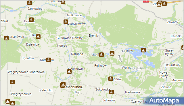 mapa Janów gmina Żelechlinek, Janów gmina Żelechlinek na mapie Targeo