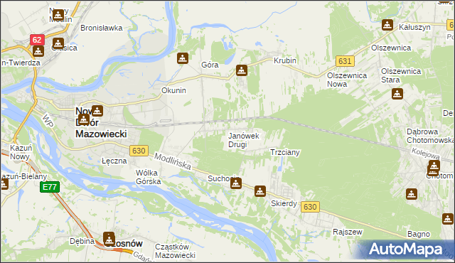 mapa Janówek Drugi, Janówek Drugi na mapie Targeo