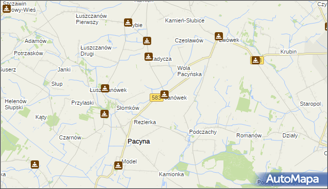 mapa Janówek gmina Pacyna, Janówek gmina Pacyna na mapie Targeo