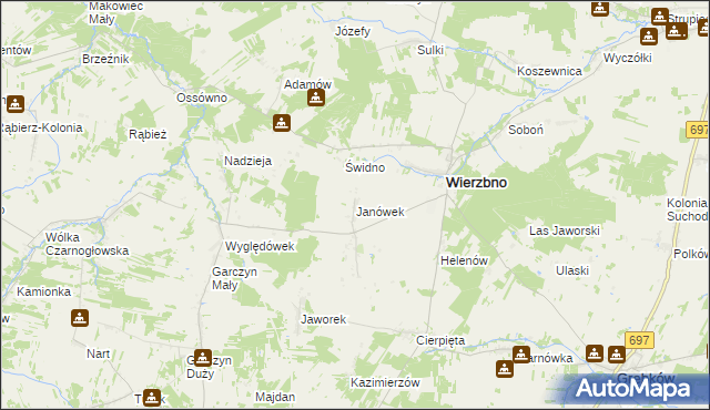 mapa Janówek gmina Wierzbno, Janówek gmina Wierzbno na mapie Targeo