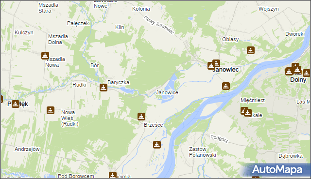 mapa Janowice gmina Janowiec, Janowice gmina Janowiec na mapie Targeo