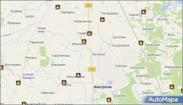 mapa Janowice gmina Wierzbinek, Janowice gmina Wierzbinek na mapie Targeo