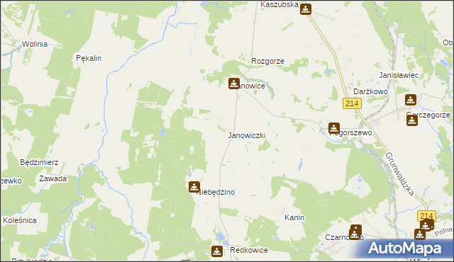 mapa Janowiczki gmina Nowa Wieś Lęborska, Janowiczki gmina Nowa Wieś Lęborska na mapie Targeo