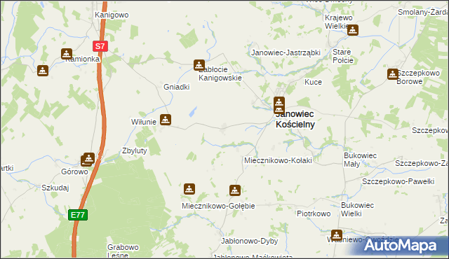 mapa Janowiec-Leśniki, Janowiec-Leśniki na mapie Targeo