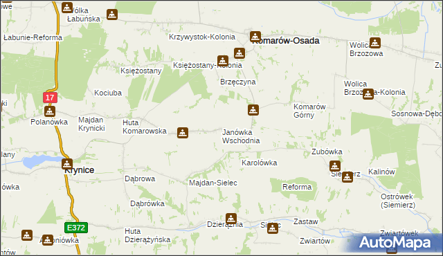 mapa Janówka Wschodnia, Janówka Wschodnia na mapie Targeo