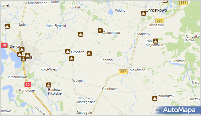 mapa Janowo gmina Kikół, Janowo gmina Kikół na mapie Targeo